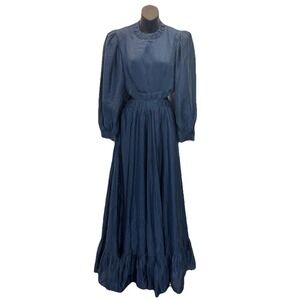 New Sabina Musayev Abbey Dress Cata Tie Open Back Sz S Quiet Luxury Navy Maxi